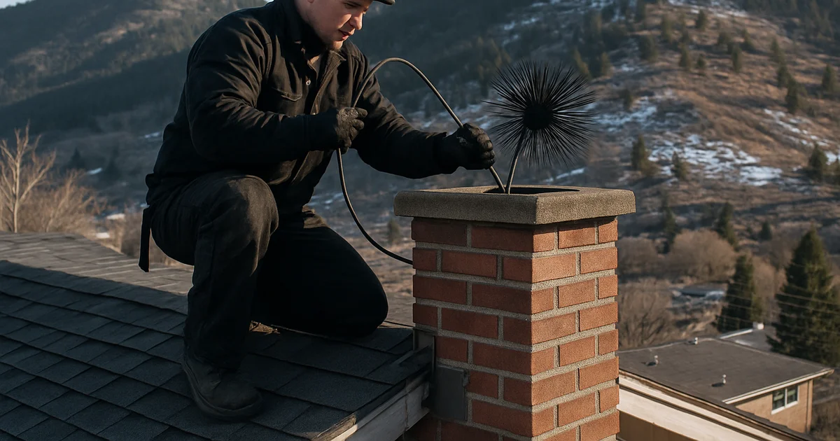 Chimney work on a Black Hills home above Rapid City, SD